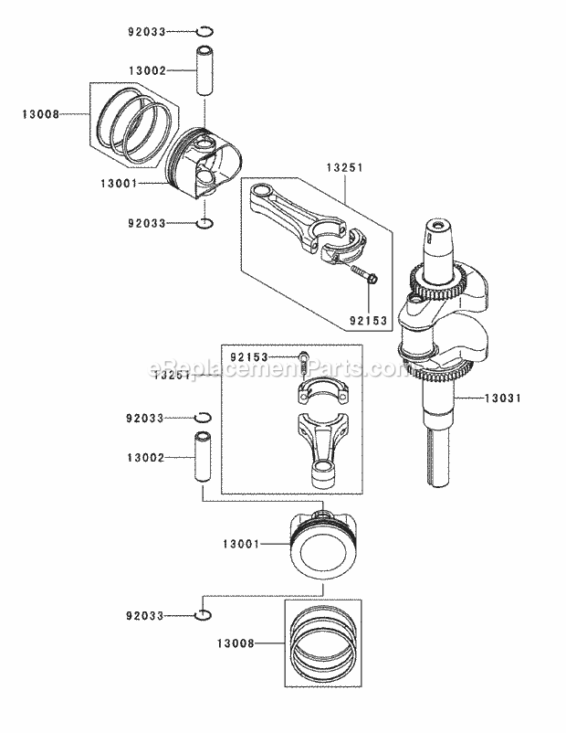 Fx1000v-As00 Piston Crankshaft Diagram and Parts List for M72-KW 53AI8CTZ750 Cub Cadet Sprayer